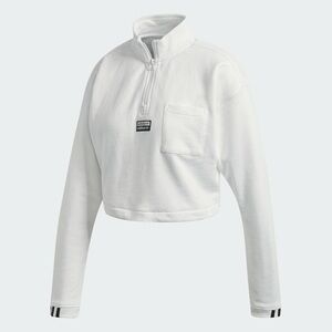 Adidas White Cropped Long Sleeve Hoodie